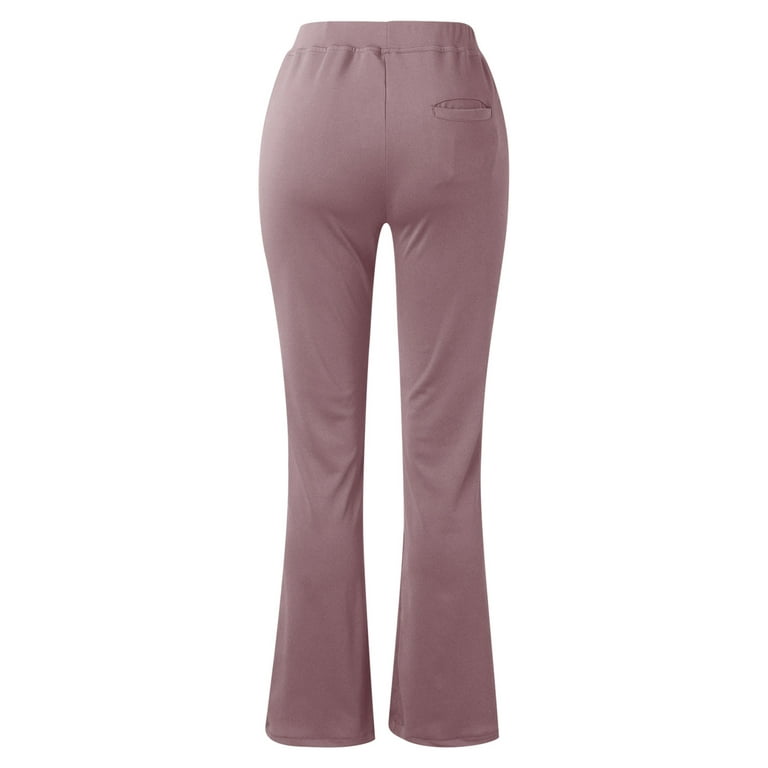 BUIgtTklOP Pants for Women,Women'S Casual Temperament Solid Color Knitted  Micro Pull Slim Flare Trousers Wine L