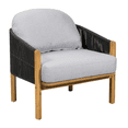 thumbnail image 6 of Tcbosik 2 Pack Club Chairs with Cushion for Outdoor, Armchair with Woven Rope and Wood Frame for Porch, Garden, Balcony, Backyard, Gray & Teak, 6 of 10