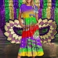 thumbnail image 2 of Summer Beach Dress for Women 2024 Plus Size Fashion Mardi Gras Printed Carnival Short Sleeve Crewneck Dress Casual Flowy Tiered Maxi Beach Dress With Pockets 50% off Clearance!, 2 of 6