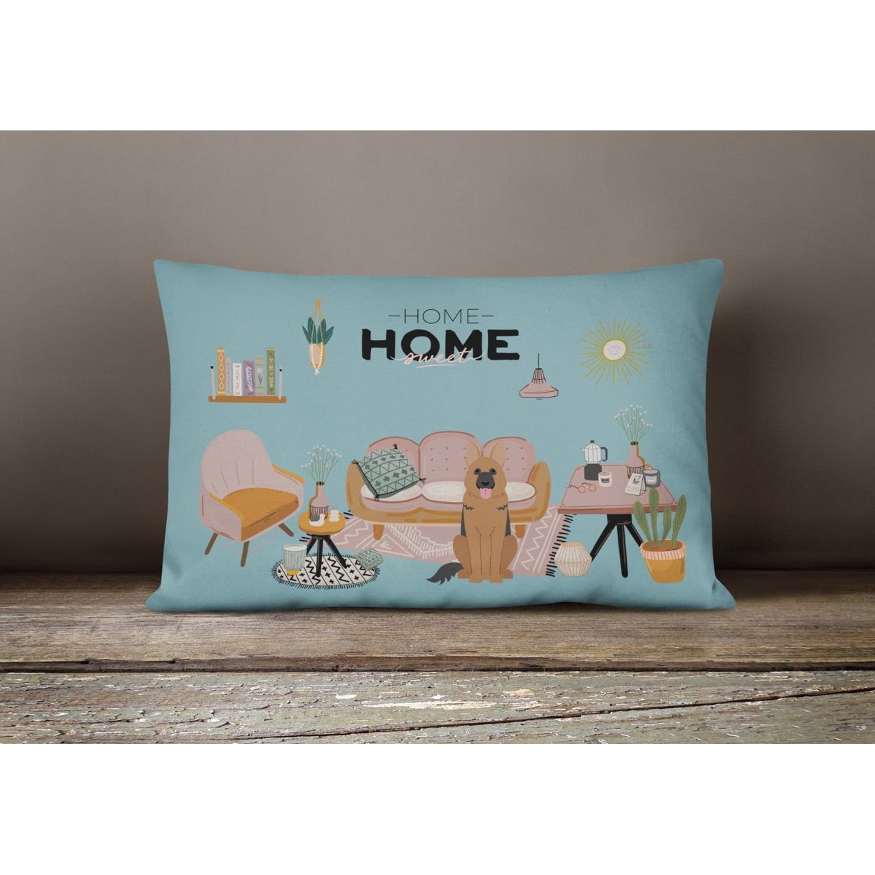 German Shepherd Sweet Home Canvas Fabric Decorative Pillow