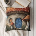 thumbnail image 3 of YINGXI  Fantasy Mushroom Cottage Throw Pillow Cover Colorful Meadow Landscape Plant Forest House Pillow Case Decorative Square Cushion for Home Couch Bed 18x18in, 3 of 5