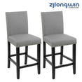 thumbnail image 4 of Counter Height Fabric Upholstered Wooden Chairs Barstools with Nailhead Trim in Gray, Set of 2, 4 of 8