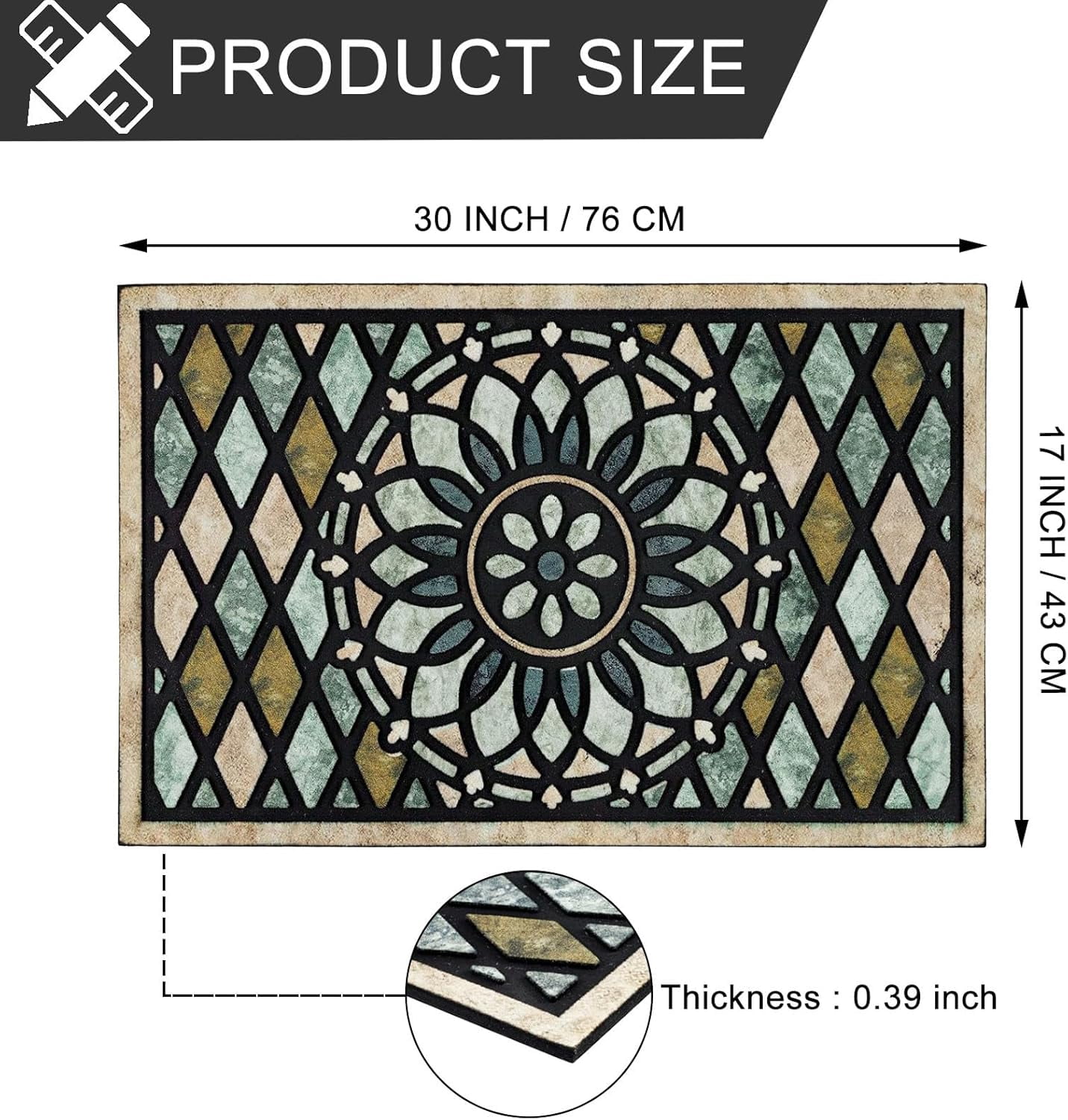 Welcome Door Mat 17x 30 Inch Front Doormat Outdoors for Home Entrance Outdoors Mat for Outside Entry Way Doormat Entry Rugs, Heavy Duty Non Slip Rubber Back Low Profile, Flower