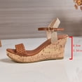 thumbnail image 7 of Rokment Women's Platform Wedge Dressy Sandals Trendy Casual Color Block Braided Leather Open Toe Ankle Strap Chunky High Heels Dress Sandals for Woman Bride Wedding Summer Brown Size 6.5, 7 of 7
