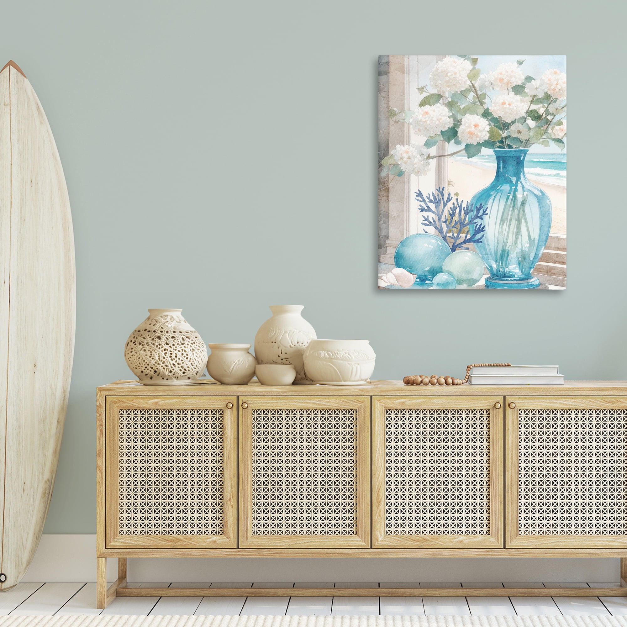 Stupell Industries Sea Glass & Coral Botanical & Floral Painting Gallery Wrapped Canvas Art Print Wall Art, 30 x 40