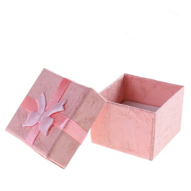 FELTECHELECTR 24 cajas organizadoras de 4 x 4 x 3 cm con lazo para guardar pendientes, pulseras, collares y joyas (rosa)