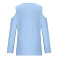 thumbnail image 5 of Giftesty Womens Shirts Fashion Casual Solid Color Shoulder Drop Pullover Blouse Women's Long Sleeve Top V-Neck Top/Shirt, 5 of 6
