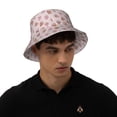 thumbnail image 5 of Yiaed Strawberry Cake Print Reflective Stripe Bucket Hat Unisex Funny Outdoor Fisherman Cap Beach Sun Hat, 5 of 5