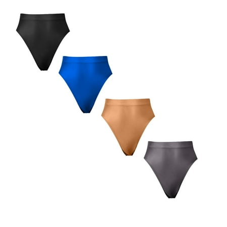 LUOGENLI Panties for Women High Waist Lace Super Thin Shiny Transparent High Waisted Briefs Sexy and Smooth Panties for Women Pack Seamless Panties for Women Pack Cotton Plus Size M