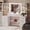 58.27” White, variant on UGTOO 35.4" White Makeup Vanity Desk with LED Mirror, Solid Wood Frame, 5-Drawer Dressing Table, Gold Handles