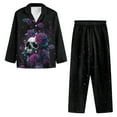 thumbnail image 5 of Garronmavis Skull Rose Women's Sleepwear Pajama Set Long Sleeve Pjs V Neck Notch Collar Sleepwear Soft Comfy Casual Lounge Set with Pockets, 5 of 7