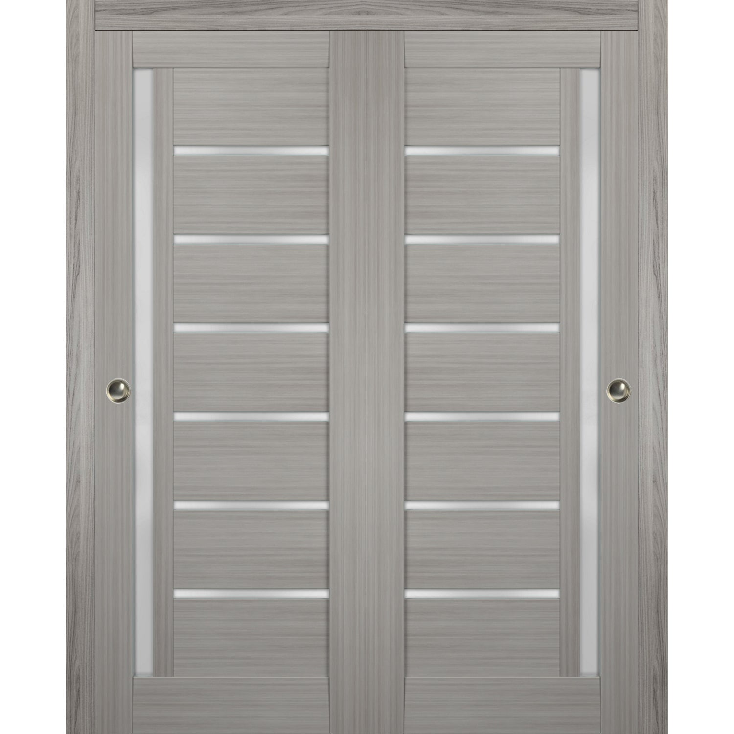 Grey Ash 72 x 80 Inch Frosted Glass Sliding Closet Doors