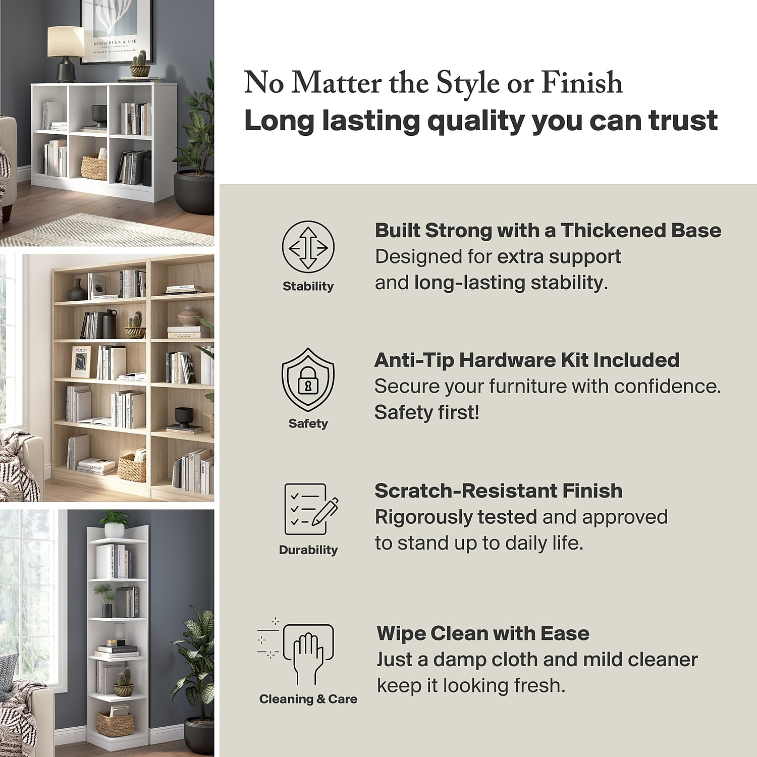 Universal 2 Shelf Bookcase in Pure White - Engineered Wood