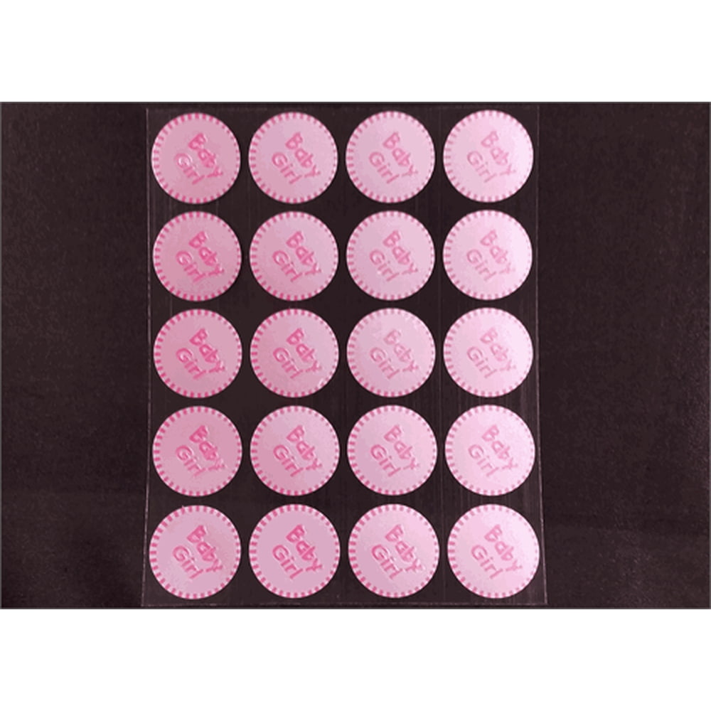 100 Baby Girl Print Round Envelope Seal Stickers 1 inch Diameter