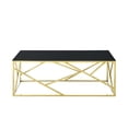 thumbnail image 4 of Hassch Modern Glass Coffee Table Living Room Center Table Accent Cocktail Table with Metal Frame in Polished Gold Finish, 4 of 9