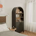 thumbnail image 6 of MINESTIA 61" arched bookcase, 5-Tier Farmhouse wooden arched cabinet with doors for Living Room Bedroom, 6 of 15
