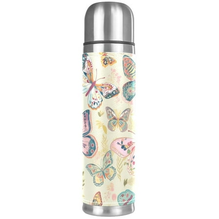 

HOHODIY Stainless Steel Vacuum Thermos Bottle Painted Insulated Bottle 18 oz Leak Proof Water Bottle for Keeping Liquids Hot or Cold for Up to 24 Hours Colorful Butterfly