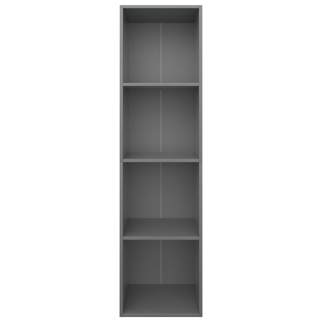 Kepooman 14" Modern 4-Tier Vertical Storage Bookcase for Office Living Room Bedroom, Tall Cube Bookshelf with Storage, Dark Grey