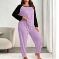 thumbnail image 2 of Njagoc3 Women's Color Block Lounge Set Raglan Sleeve Crew Neck Top and Long Pants 2 Piece Casual Sleepwear, 2 of 6
