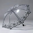 thumbnail image 5 of New Wave Edge Retro Transparent Umbrella PVC Three Folding Arch Butterfly Rose Umbrella, 5 of 10