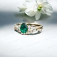 thumbnail image 3 of JEWELRYTREASURE 925 Sterling Silver Ring Set Pear Cut Emerald Wedding Ring Set Cluster CZ Diamond Bridesmaid Jewelry 7x5 mm / 1 Ct Valentine's Day Gift for Wife, 3 of 4
