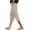 Khaki, variant on Linen Capri Pants for Women Side Button Tear Away Pants Post Surgery Elastic Waist Loose Fit Drawstring Summer Beach Outfits Orange S