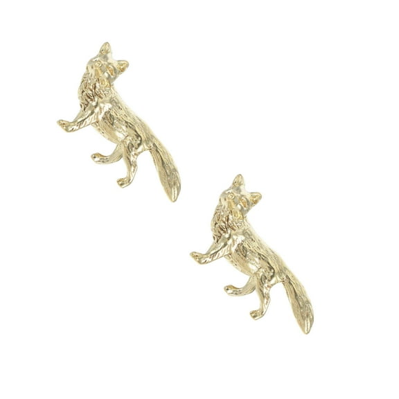 Masteelf 2pcs Vintage Brass Fox Cabinet Knobs And Pulls For Dressers And Drawers Decorative Animal Handles For Kitchen And Bathroom Cabinets