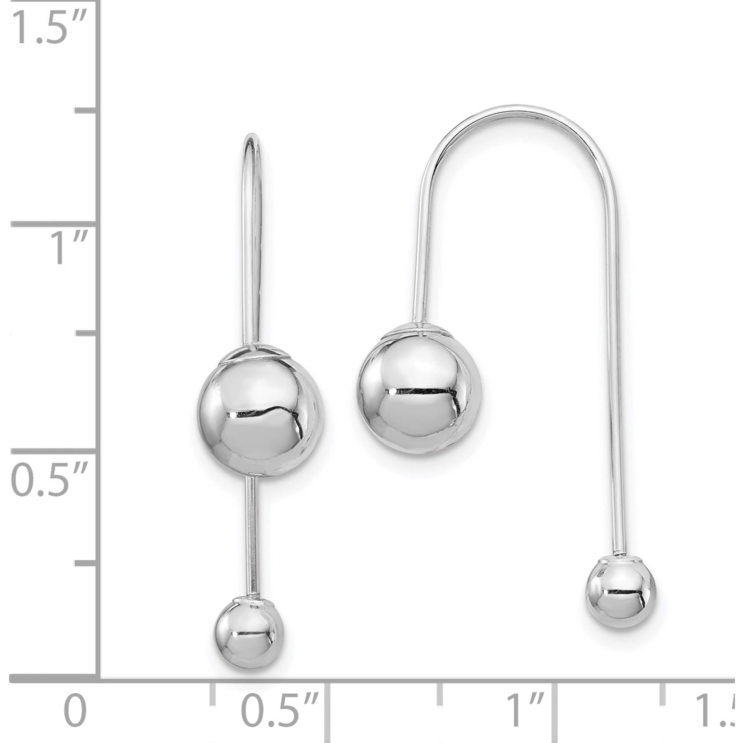 14K White Gold Bead With Screw End Threader Earrings Made In United States ye1896