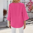 thumbnail image 4 of Tiqkatyck Women Summer Tops, Women's Fashion Short Sleeve Solid Color V Neck Loose Chiffon T Shirt, Summer Tops for Women, Shirts for Women Hot Pink L, 4 of 4