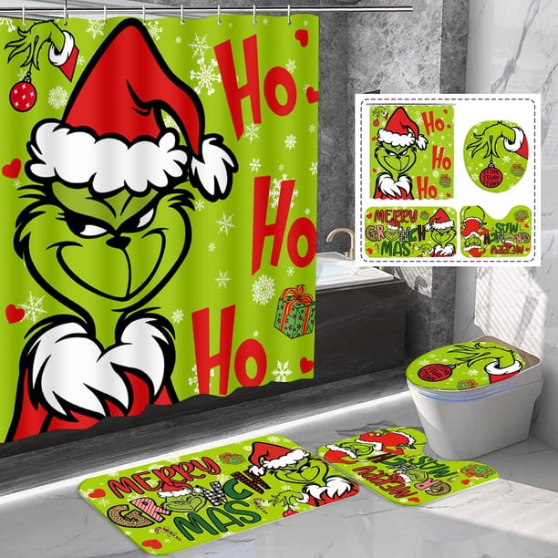 Set de baño FASIBULEI, cortina de ducha navideña, 4 unidades