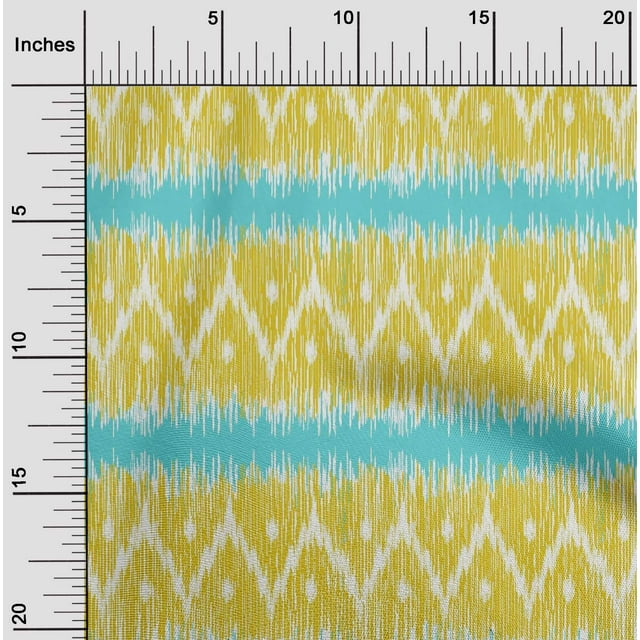 oneOone Tissu Tabby en Soie Chevron Ikat Imprimé 1 Yard 42 Pouces de Large