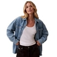 thumbnail image 3 of Women Long Sleeve Denim Jackets Oversized Button Up Jean Jacket, 3 of 5