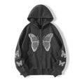 thumbnail image 5 of WTOBBY Women's Casual Loose Winter Butterfly Zipper Hooded Long Sleeve Pocket Jacket, Comfortable and Fashionable Outerwear with Unique Zipper Design,Dark Gray M, 5 of 5