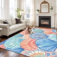 thumbnail image 2 of Orange Blue Shell Area Rugs 8'x10', Washable Small Throw Rugs for Living Room Patio, Coastal Summer Beach Ocean Conch Indoor Outdoor Rug Non-Slip Low Pile Carpet Runner Reversible Floor Mats, 2 of 8