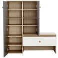 thumbnail image 4 of 12 Pair Shoe Storage Organizer with Bench, 43.25''H Shoe Cabinets with Drawer, 6-Tier Shoe Rack with Adjustable Shelves for Entryway Hallway Closet, White & Gray , 4 of 5