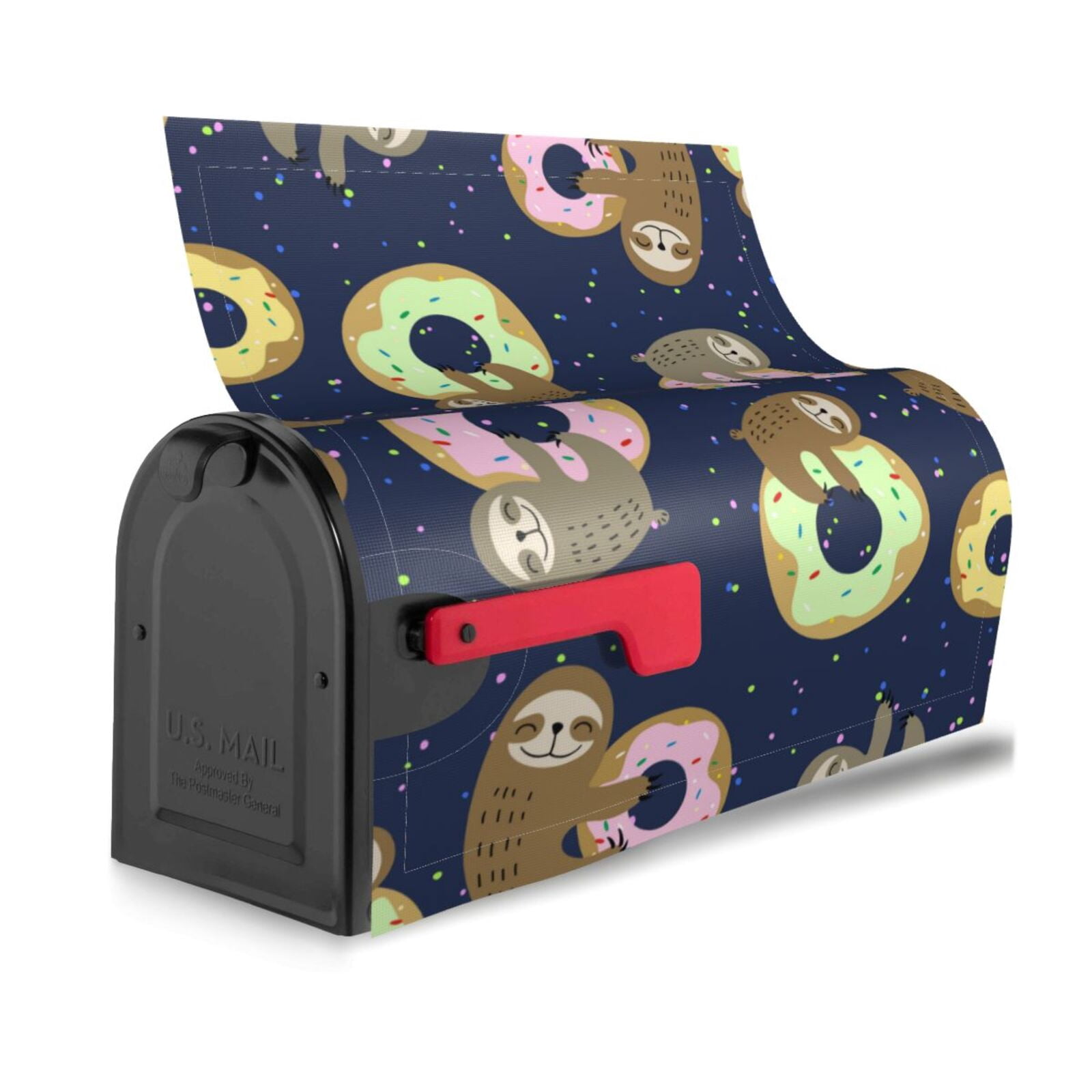 Hirioo Sloth with Donuts for Magnetic, Waterproof Mailbox Cover,Perfect for Fall, Winter, Spring, and Summer Outdoor Decor-21x18 in
