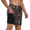 thumbnail image 2 of Honeii Retro Floral Print Men's Swim Shorts,Mens Swim Trunks,Breathable Mesh Beach Shorts for Swimming,Surfing, and Beach Activities-XX-Large, 2 of 6