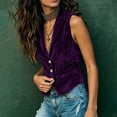 thumbnail image 6 of Naotn Women Velvet Vest Dress Casual Notched Lapel Button Down Sleeveless Jackets Business Office Going Out Tops with Side Pockets, 6 of 7