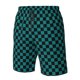 thumbnail image 4 of Balery Black And Teal Checkerboard Traje de Baño Estilo Hawaiano para Hombre, Shorts de Secado Rápido con Bolsillos-Small, 4 of 6