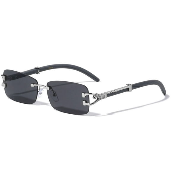 Sunglasses Men Square Aviator Style Silver Frame Shades Hip Hop Shades Black Lens