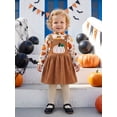 thumbnail image 4 of RUINIXCW Toddler Baby Girl Boy Halloween Thanksgiving Outfit Fall Winter Clothes Pumpkin Maple Leaf Long Sleeve Mock Neck Tops Corduroy Overall Dress, 4 of 10