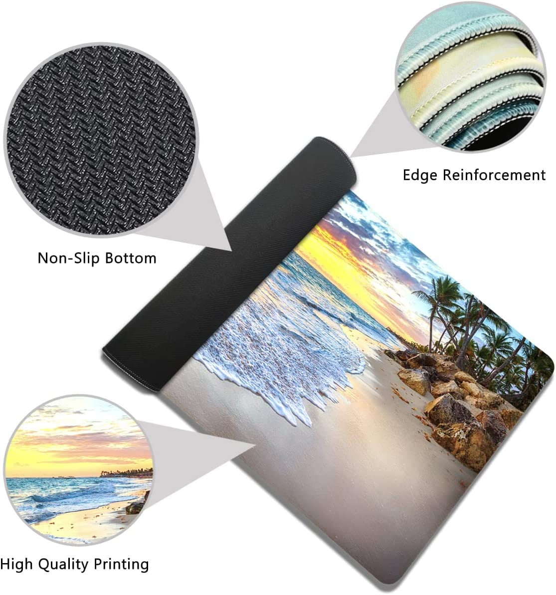 Mouse Pad Large Extended Keyboard Mouse Pad Beach Ocean 35.5x15.8 inch Gaming Mouse Pad, XXL Mouse Pad Mouse Pad for Work and Gaming Oversized Mouse Pad