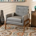 thumbnail image 2 of Bowery Hill Mid-Century Velvet Fabric Upholstered and Brown Finished Wood Chair, 2 of 8