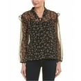 thumbnail image 2 of Vince Camuto Womens Ditsy Manor Peasant Blouse, Black, Large, 2 of 2