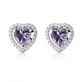 thumbnail image 2 of 24k White Gold Plated 2 Ct Created Halo Heart Tanzanite Stud Earrings, 2 of 4