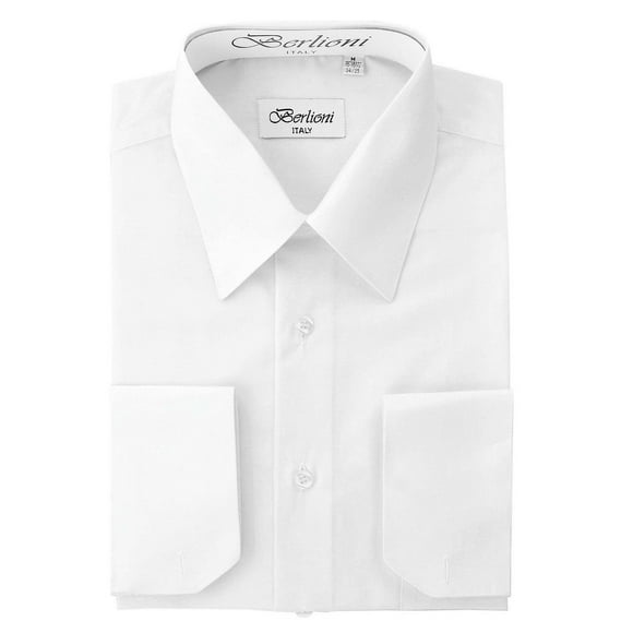 Berlioni Men's White Solid Dress Shirt