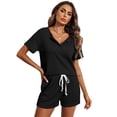 thumbnail image 2 of Ekouaer Ribbed Knit Lounge Sets for Women 2 Piece Outfits Short Sleeve Top and Shorts Pajama Sets Tracksuit Sweatsuits, 2 of 6