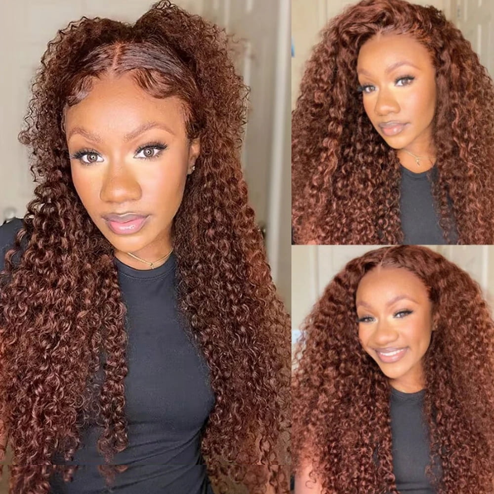 Chocolate Brown 13x6 HD Lace Frontal Wigs Deep Wave 250 Density Curly Human Hair Wigs for Black Women