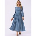thumbnail image 3 of DARING DIVA Cocktail Lantern A-Line Chiffon Dress L Grey Blue, 3 of 7