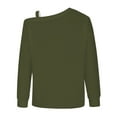 thumbnail image 4 of AXXD Womens Tops Trendy Basic Summer 2024 Casual Solid One Shoulder Pullover Long Sleeve Top, 4 of 5